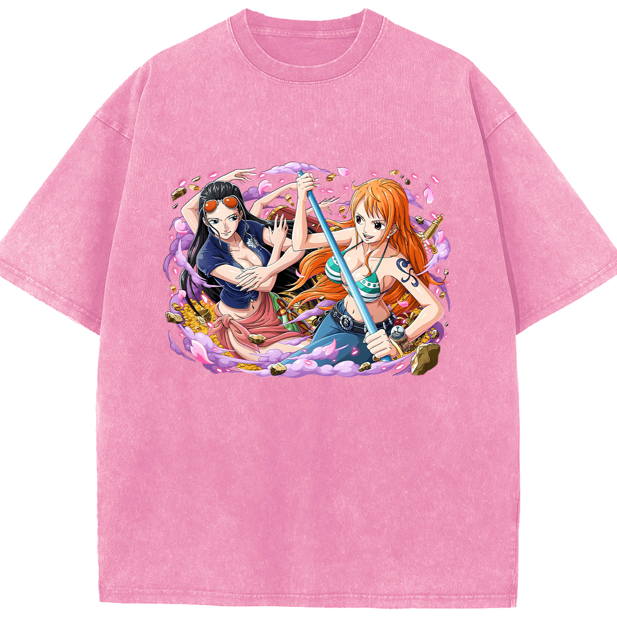 ワンピース ニコ・ロビン ONE PIECE Nico Robin 綿100% ヴィンテージ風 半袖Tシャツ（フロントプリント）